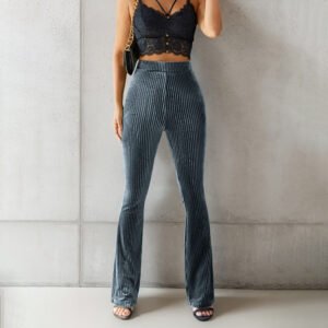 Women's Fashion Casual Striped Sunken Stripe Bell-bottom Pants