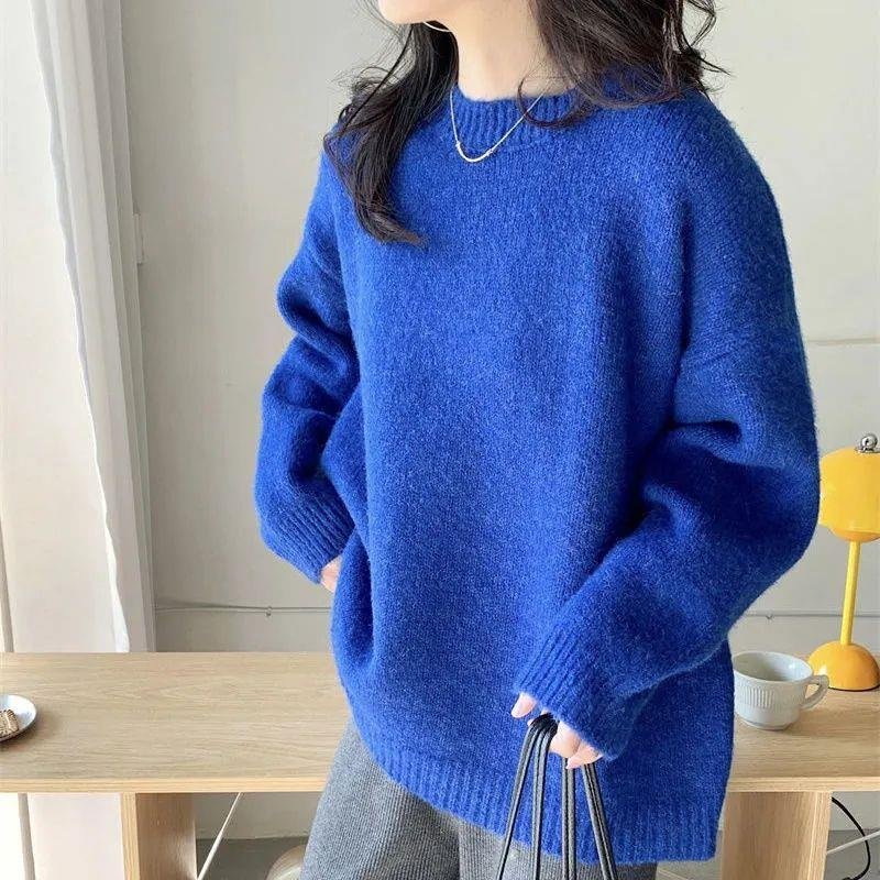 Thickened Loose-fitting Crew-neck Laid-back Style Sweater For Women - Image 5