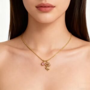 December Birthstone Flower Design Necklace For Women