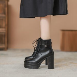 Fashion Short Boots Waterproof Platform Thick Heel High Heels