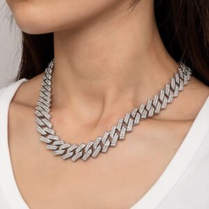 Bold Exaggerated Gold Full-diamond Titanium Steel Cuban Chain