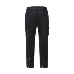 High Street Dark Black Zipper Function Multi-pocket Cargo Trousers Hip-hop Trendy Trousers With Slits
