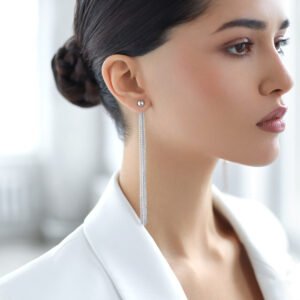 925 Sterling Silver Long Tassel Earrings