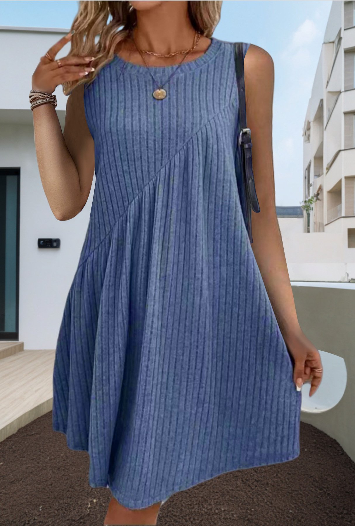 Irregularly Brushed Solid-Color Sleeveless Jumpsuit For Women - Image 6