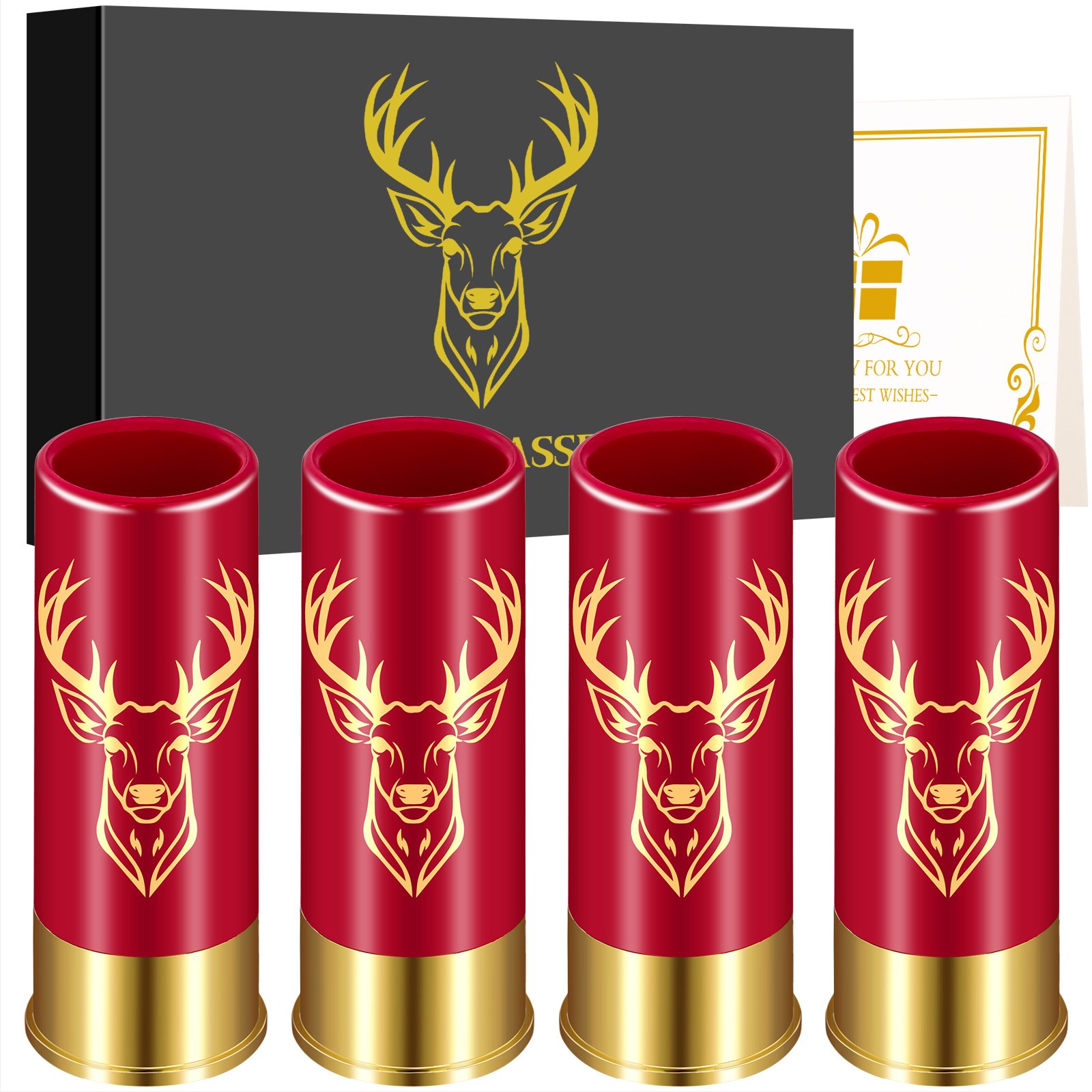 4 Deer Heads 1.5 Ounces - Reusable High-quality Plastic Bullet Cup, Suitable For Whiskey, Cocktails, And Wine, Perfect For Bars, Parties, And Gifts - Image 7