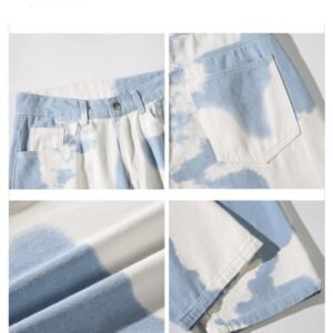 Tie Dyed Denim Straight Leg Pants For Boys