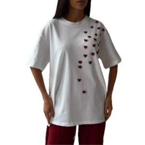 Women's Love Embroidered Casual Round Neck Short Sleeves