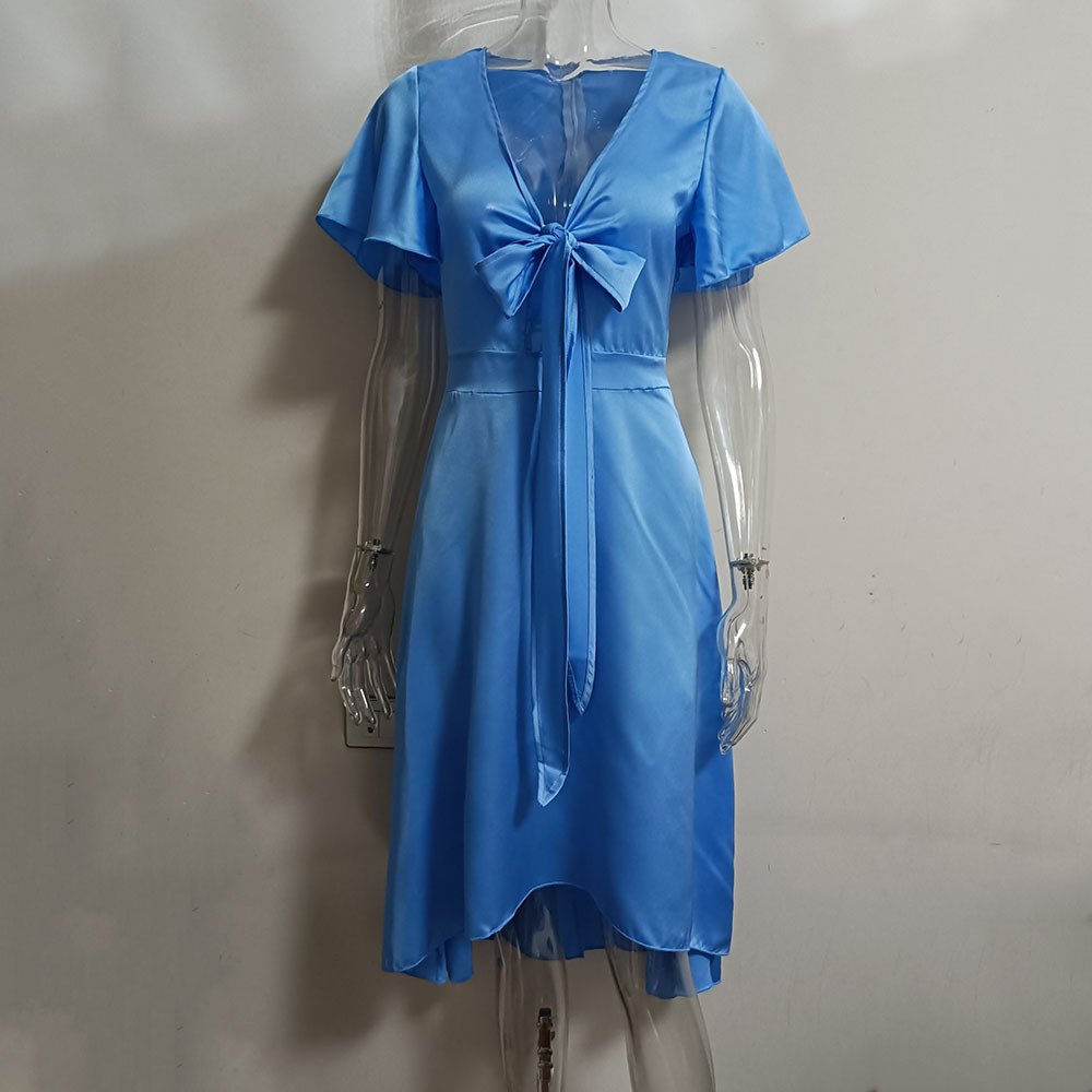 Womens Lace-up Asymmetrical Skirt Dress - Image 4