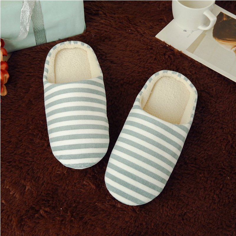 Softsoled Ultrasoft Velvet Cotton Slippers Striped Indoor Floor And Home Cotton Slippers - Image 5