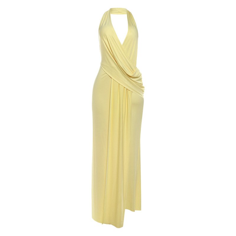 Strapless Backless Deep-V-neck Sexy Slit Dress - Image 7