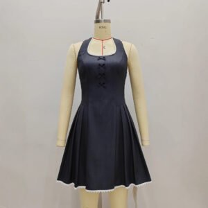 Waist-Cinched Slimming Butterfly-Knot Halter Dress
