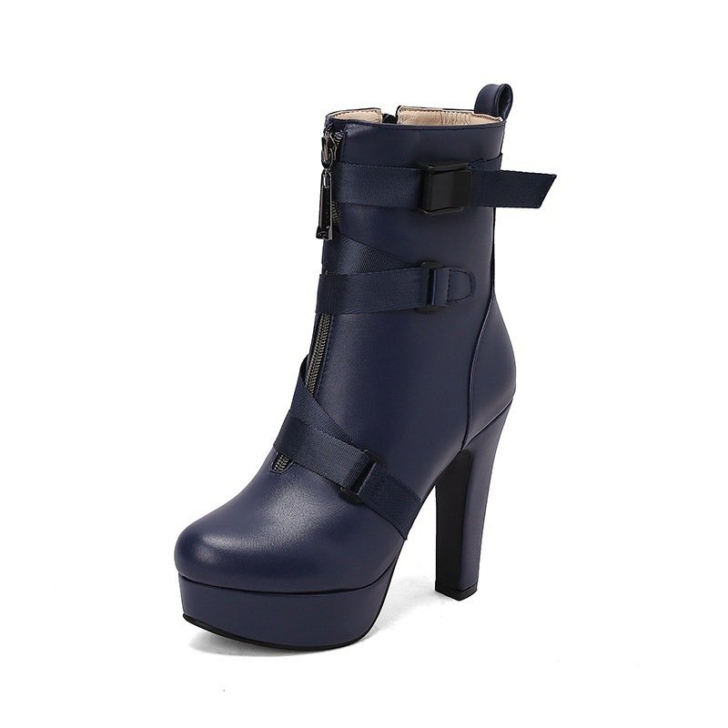 New Womens Mid-calf Boots With Thick Soles And Chunky Heels - Image 10