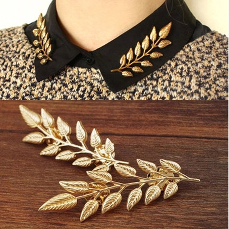 Elegance Leaf Shaped Brooch Personality Shirt Collar Pin Suit Collar Buckle Corsage - Image 10