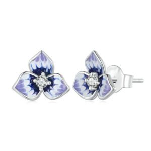 Morning Glory Oil-drop Stud Earrings For Women With Micro-paved Zircon