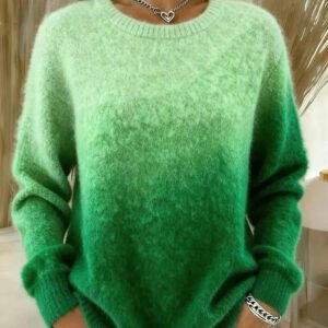 Printed Flannel Christmas Women's Crew Neck Sweater