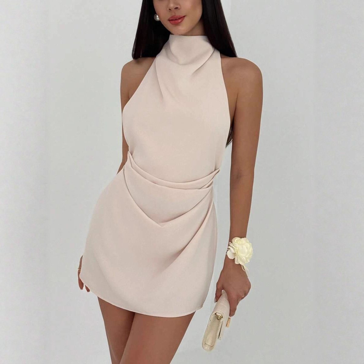 Womens Minimalist Backless Party Dress