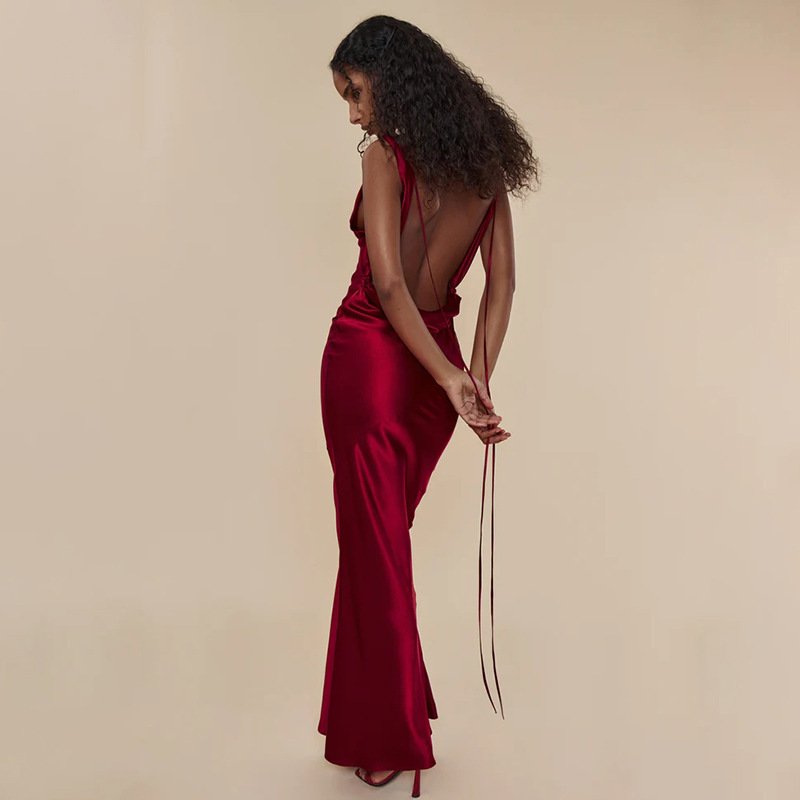 Women's Clothing Banquet Style Evening Lace Up Long Dress - Image 4