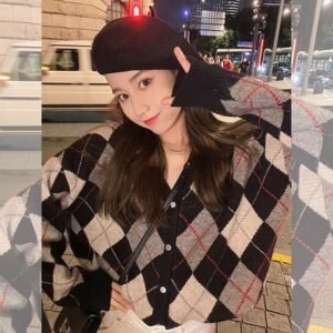 Internet Hot Sweater Women's Retro Diamond Sweater