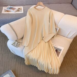 Irregular Patchwork Fake Two-Piece Dress For Women FallWinter