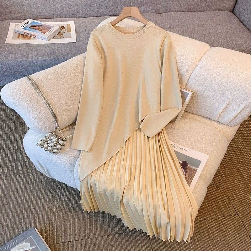 Irregular Patchwork Fake Two-Piece Dress For Women FallWinter - Image 5