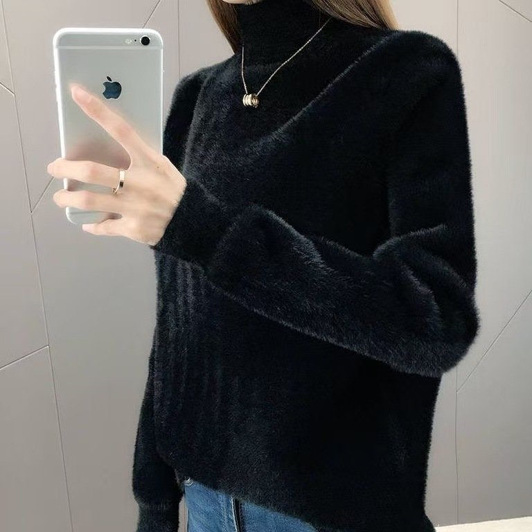 Women's Half Turtleneck Solid Color Bottoming Shirt - Image 4