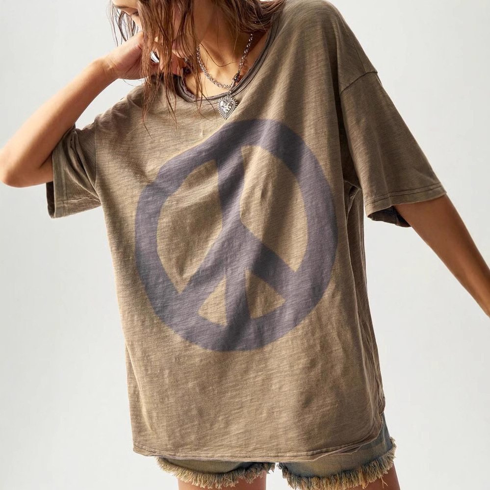 Round Neck Casual Loose Short Sleeve T-Shirt Top For Women - Image 4