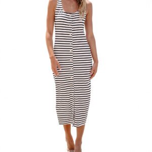V-neck Sleeveless Single-breasted Colorblock Bodycon Cardigan Dress