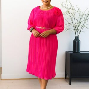 Square-neck Solid-color High-waist Ruffled Wrap Dress