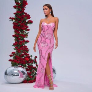 Wrapped Chest Off-neck Sheath Sequined Banquet Fishtail Evening Dress