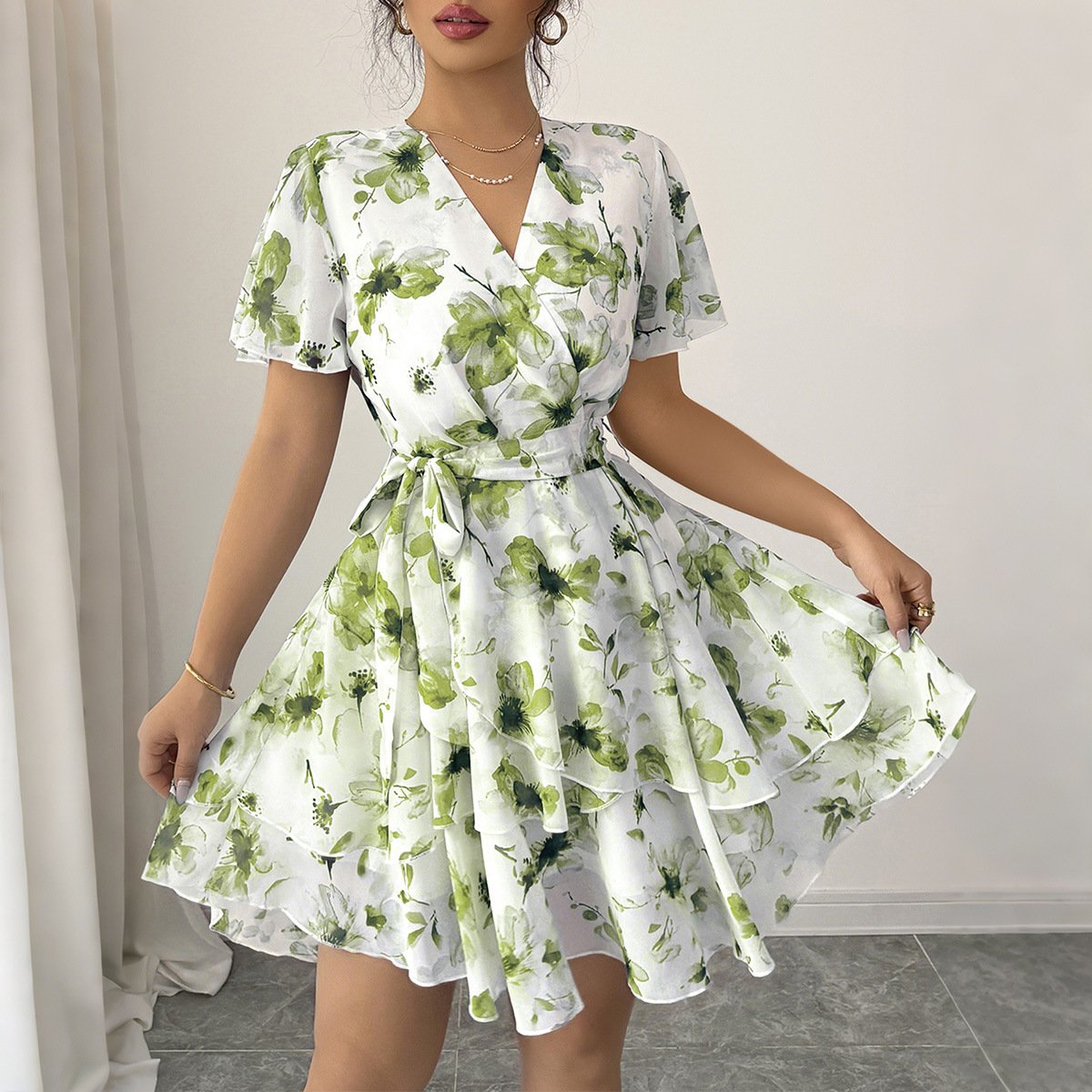 Womens Casual Vacation Printed Short-Sleeve Dress - Image 2