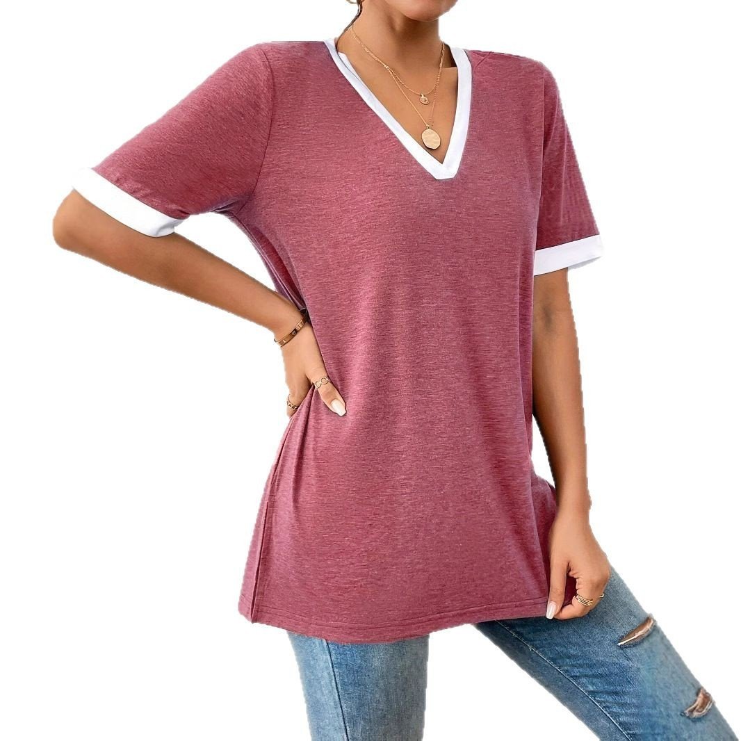 Women's Color Matching Short-sleeved Top - Image 5