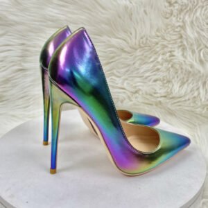 New Colorful Sheepskin High Heels Women's 12CM Pointed Stiletto Heel