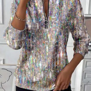 Womens Long-Sleeve Christmas-Print Sweatshirt Top