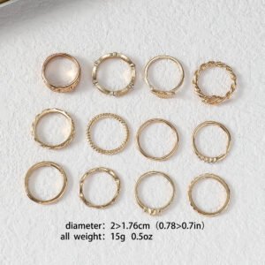 12-Piece Set Of Hollow Geometric Statement Rings