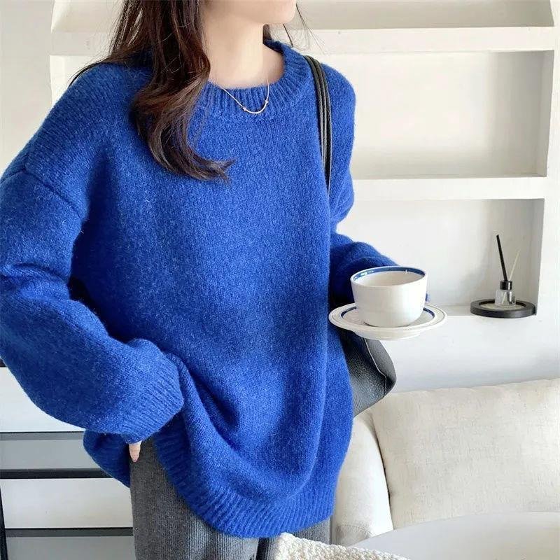 Thickened Loose-fitting Crew-neck Laid-back Style Sweater For Women - Image 6