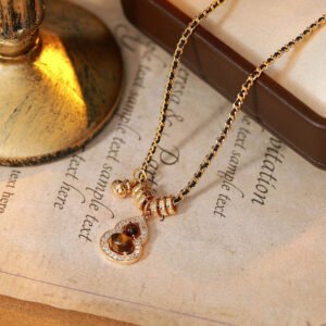 Natural Tiger Eye Stone Gourd Bead Necklace