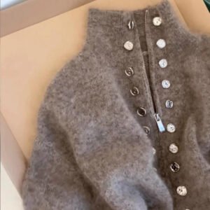Thickened Lazy Zipper Collar Sweater Coat For Women