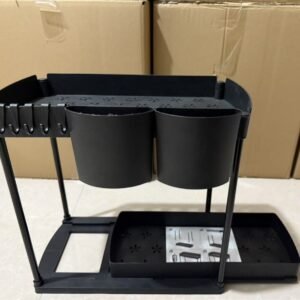 Curved Double-layer Mobile Kitchen Desktop Storage Rack Multi-layer Storage Cabinet