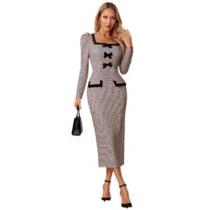 Women's Leisure Sophisticated Plaid Stretch Knit Dress