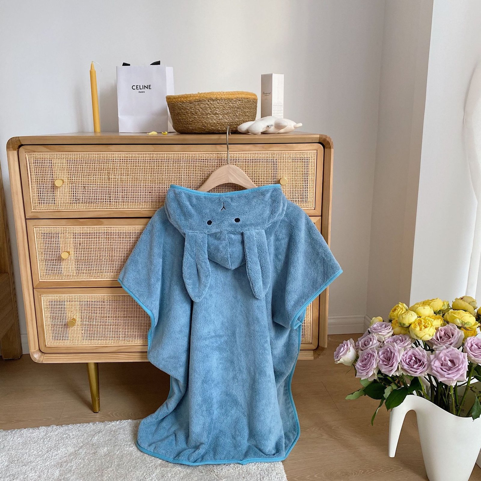 Rabbit Ears Children's Baby Infant Hooded Cloak Bath Towel Nightgown Bathrobe - Image 10