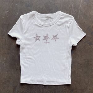 Women's Regular Fit Short Sleeve Heavyweight Retro Niche Celebrity Print T-Shirt