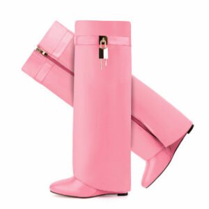 Womens High-heeled Boots With An Oval Toe And A Side Zipper