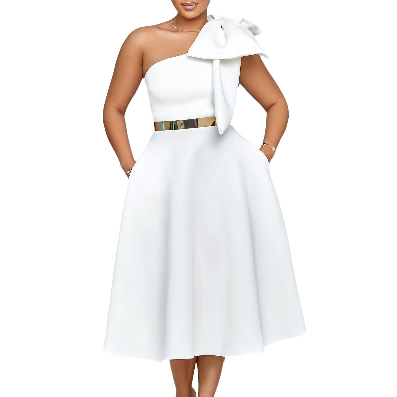 Valentines Day Fashionable Solid-Color Sexy Evening Gown For Women - Image 5