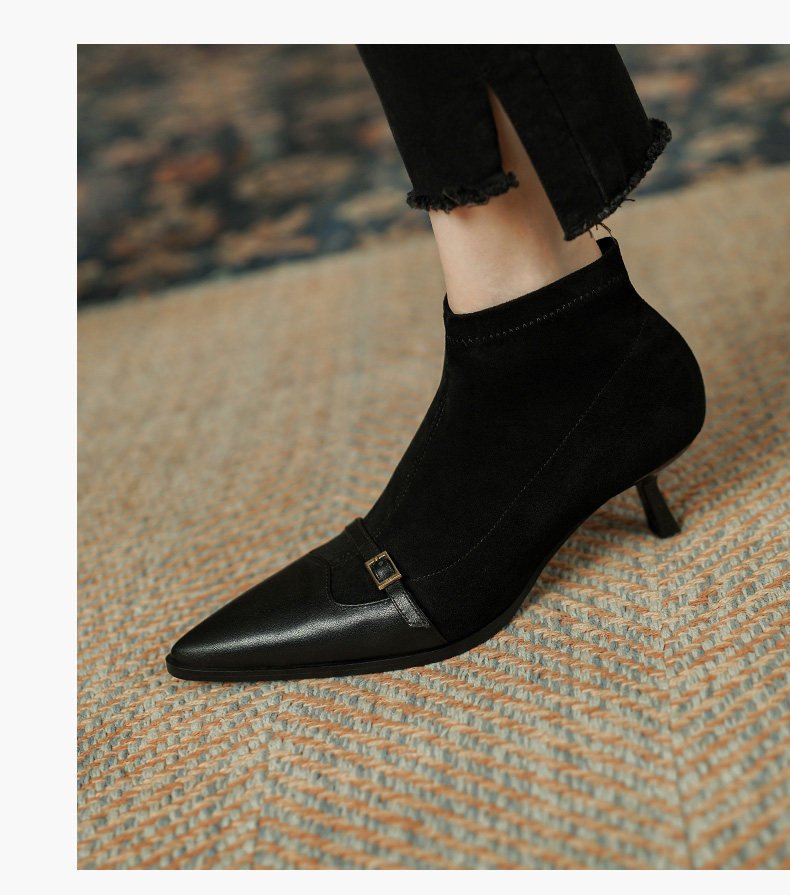 Black Womens Ankle Boots With A Thin Heel Stylish Versatile And Figure-flattering - Image 6