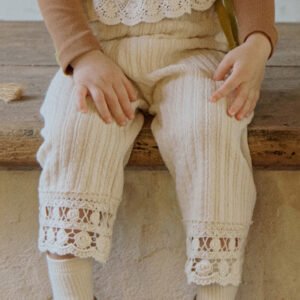 Lace Striped Wide-leg Pants