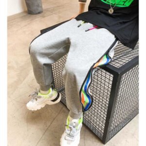 Side Zipper Fashion Casual Sports Pants Children's Thread Plus Velvet