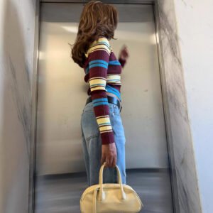 Retro-collar Slimming Versatile Striped Sweater