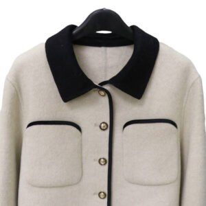 Korean-style Wool Coat With Color-blocking Casual Woolen Top