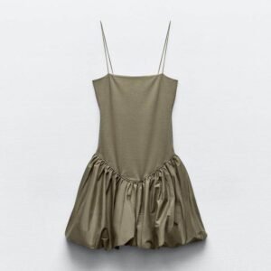 Off-the-shoulder Stretchy Thin-strapped Ruffled Patchwork Dress