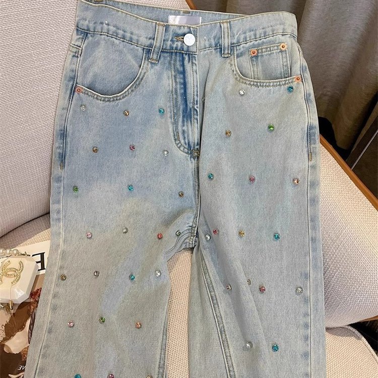 American Retro High-end Fashionable Chic Loose Light Color Mop Trousers - Image 2